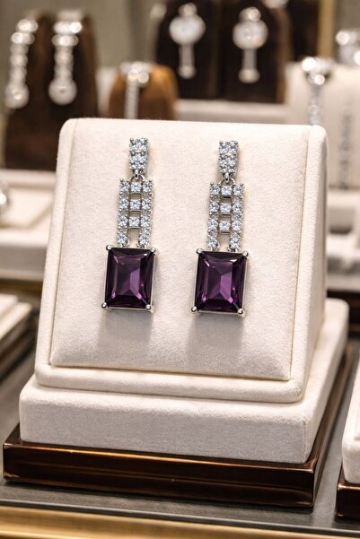 Silver MOR TAŞLI 925 AYAR GÜMÜŞ KÜPE