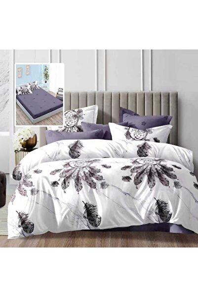 NufJoy Double bed linen set, 6 pieces, fitted sheet for mattress 180 x 200 cm