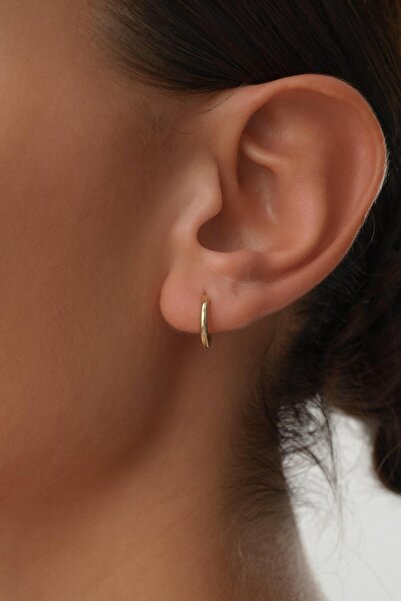 Arpaş 14 Ayar Oval Altın Halka Küpe