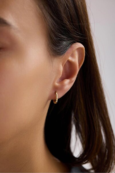 Arpaş 14 Ayar Desenli Altın Halka Küpe