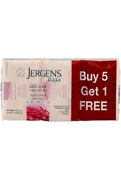 Jergens صابون لطيف - 6 × 125 غرام، صابون تنظيف لطيف مع الجلسرين للوجه والجسم،...