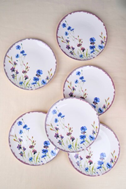 tabakevi Tabak Evi Porcelain Morden Cake Plate Set 19,50cm 6 Pieces for 6 People