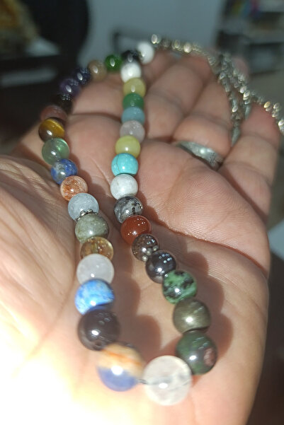 TAŞÇIZADE سبحة صلاة 8 ملم مصنوعة من 35 حجرًا طبيعيًا مختلفًا