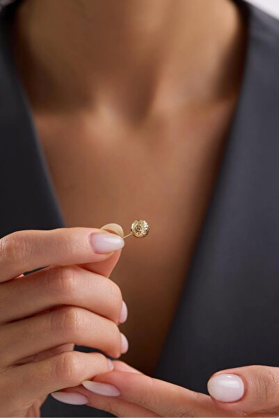 Arpaş 14 Ayar Desenli Altın Top Küpe