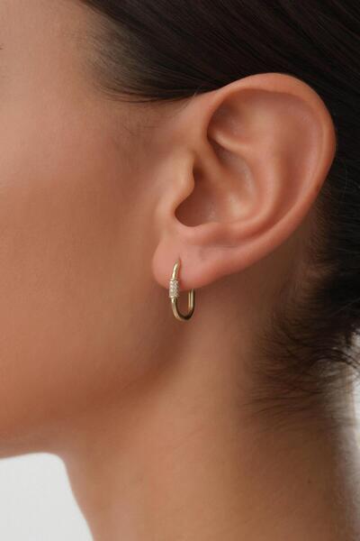 Arpaş 14 Ayar Taşlı Altın Halka Küpe