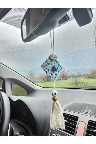 kc natural store El Yapımı Örgü Nazarlık Araç Dikiz Aynası Süsü - Mavi Nazar ...