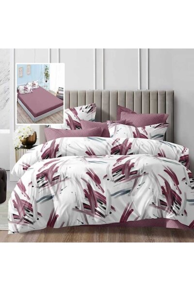 NufJoy Double bed linen set, 6 pieces, fitted sheet for mattress 180 x 200 cm