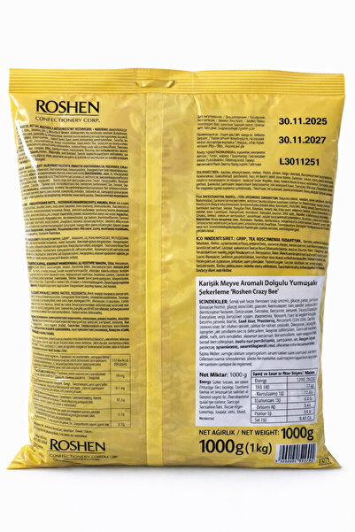 Roshen Crazy Bee Meyve Aromalı Yumuşak Şekerleme 1 Kg – Karışık Meyveli Şeker 1000 gr İthal Şeker