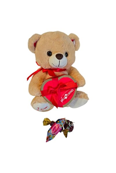 Buchet dulce Set Cadou Dulce - Ursulet de Plus cu inimioara si ciocolata