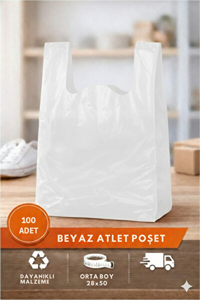 GNRPACK ŞEFFAF BEYAZ ATLET POŞET 1KG 100 ADET 28X50 orta boy market hışır torba