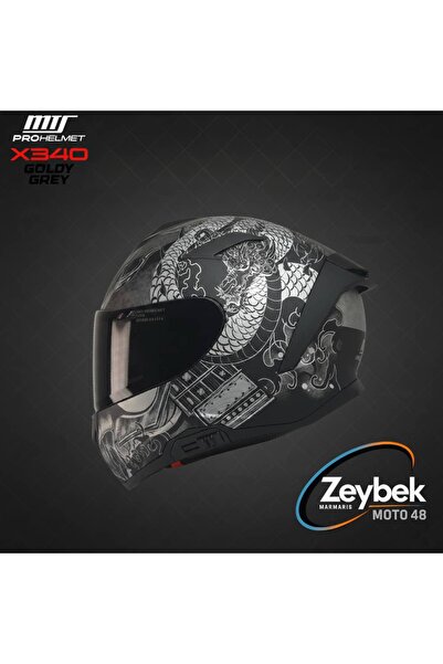 MTS Goldy Grey X340 Full Face Motosiklet Kaskı – İç Güneş Vizörlü ECE Onaylı