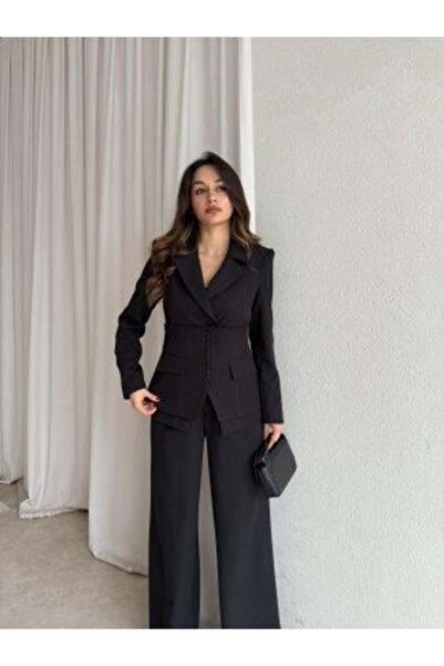 MODA DURAĞI JANSET ÜÇLÜ TAKIM Siyah