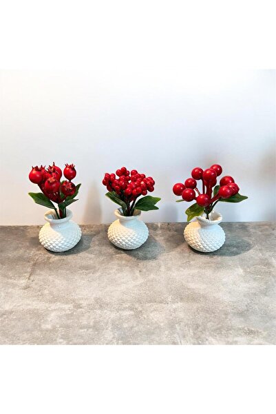 Dekora Çiçek 3'lü Mini Vazo, Süslük, Kahve Yanı Sunumu, Hediyelik, Dekoratif ...