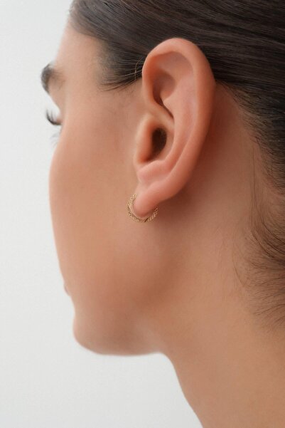 Arpaş 14 Ayar Desenli Altın Halka Küpe