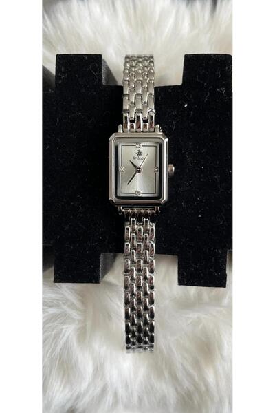 SPOLO KARE EKRAN METALİK GÜMÜŞ RENK KOL SAATİ