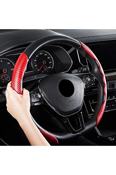 Avex Set of 2 steering wheel trims, CARBON RED finish, universal size