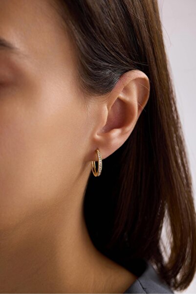 Arpaş 14 Ayar Taşlı Halka Altın Küpe