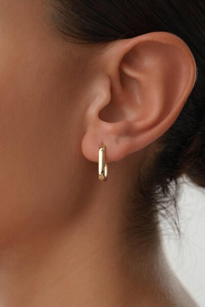 Arpaş 14 Ayar Oval Altın Halka Küpe