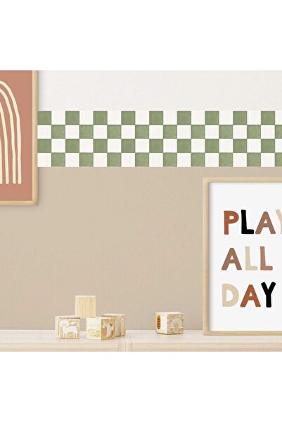 DECOMALL (Pp-51) Baby & Kids Room Checkerboard Border Self-Adhesive Wall Stic...