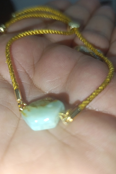 TAŞÇIZADE Chrysoprase Stone Adjustable Natural Stone Bracelet with Lift Mecha...