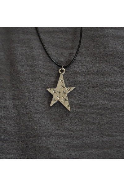 NO BRAND Y2k yıldız punk rockstar asimetrik kolye