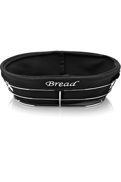 Romans Metal Bread Basket Oval - Bread Embroidered - Cream