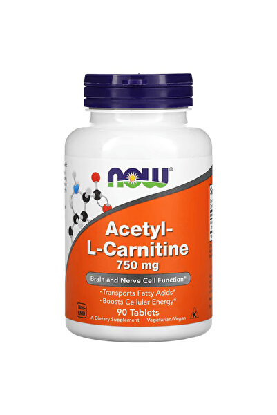 Now Foods Acetyl-L Carnitine Carnitine Brain & Cognitive 750 Mg 90 Tablets