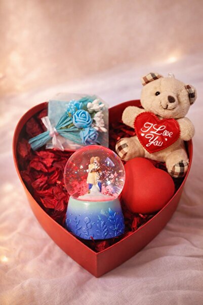 BiTon Toptan Sevgililer Gününe Özel Kalp Kutuda Ayıcıklı- Ledli Kalpli- Kar K...