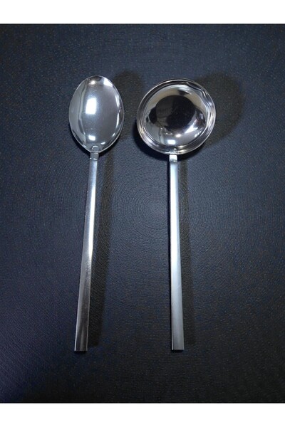 Umut Paslanmaz Çelik 30 Cm Kaşık 28 Cm Kepçe Servis Seti Servis Takımı