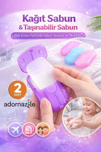 adornazzle Kağıt Sabun, Taşınabilir Sabun, Mini Seyahat Sabunu, Elde Eriyen S...