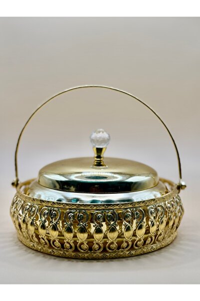 Kraftique مرطبان معدني ذهبي مع سلة - 6 بوصات