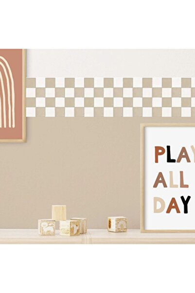 DECOMALL (Pp-51) Baby & Kids Room Checkerboard Border Self-Adhesive Wall Stic...