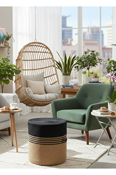HomeTurko Jüt Puf Salon, Antre, Makyaj Masası ve Balkon Uyumlu Hasır Dekorati...