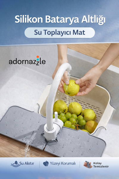 adornazzle Silikon Batarya Altlığı, Su Toplayıcı Mat, Su Sıçrama Önleyici, Da...
