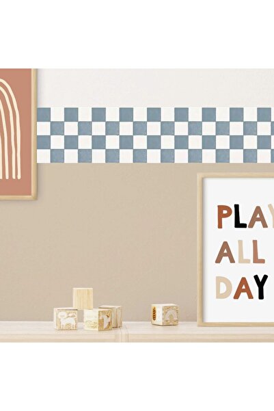 DECOMALL (PP-51) Autocolant autoadeziv pentru perete cu bordură în carouri pe...