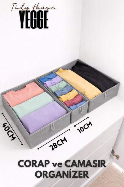 YEGGE 3-компонентен органайзер за широки чекмеджета и шкафове, органайзер за ...