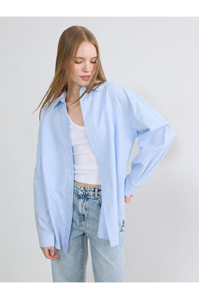 LC Waikiki Sparkling Choices from Shining Store Striped Loose Fit Poplin Wome...