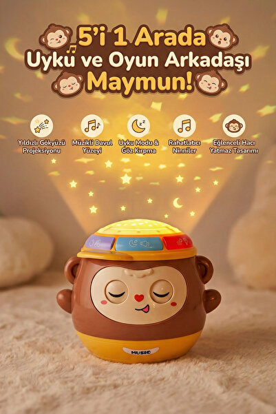 craftivio Müzikli Işıklı Hacı Yatmaz Maymun - Yıldızlı Gökyüzü Projeksiyonlu ...