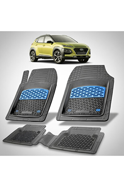 TEAMCAR Συμβατά ελαστικά πατάκια δαπέδου Hyundai Kona 2017-2020 μπλε