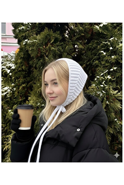 yucin Women's Knitwear Beanie with Bandana Tie, Stylish Winter Hooded Beanie