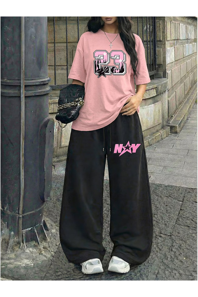 macklin Women's 23 Ny Star Printed Oversized T-Shirt and Baggy Sweatpants - T...