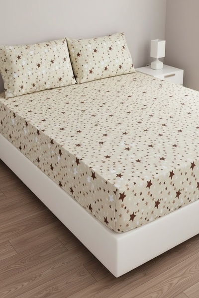 Gasel Home Cotton Star Pattern Single Fitted Sheet Set