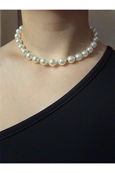 Madam Bikan Beyaz Renk İnci Kombin Kolye