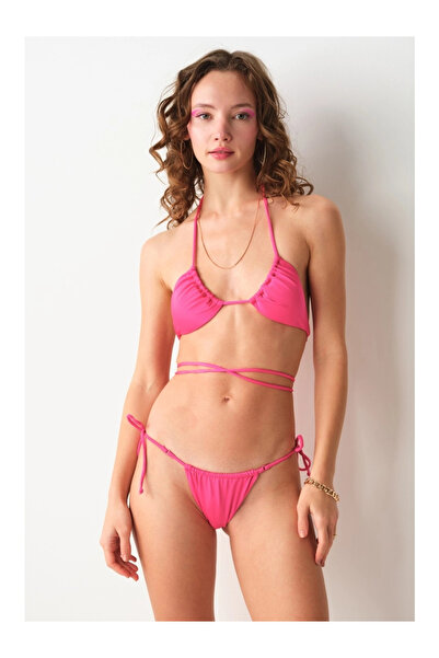 No Gossip Aqua Triangle Bikini Top