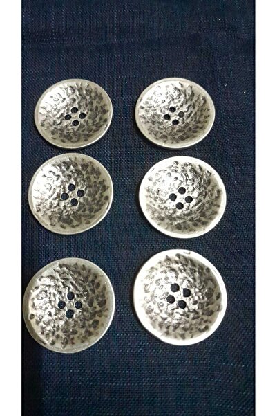ILCARE Antique Silver Plated Brushed Metal Button 34 Size 20 mm 6 Pieces