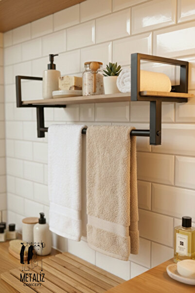 METALİZ YENİLİKÇİ TASARIMLAR Dekoratif Havluluklu Mutfak ve Banyo Duvar Rafı ...