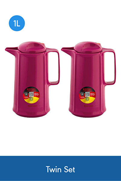 ROTPUNKT ترمس فاخر سعة 1 لتر، عبوة مزدوجة، لون فوشيا - يحافظ على المشروبات سا...