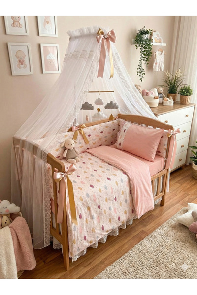 HANK 0-6 Yaş Bebek Nevresim Takımı %100 Pamuklu Terletmez Kumaş Lastikli Çarş...