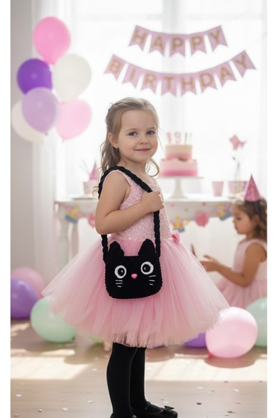 stoks toys Kadife Örgü Kedi Figürlü Çocuk&Bebek Çantası