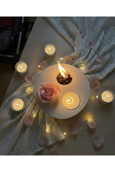 Lumine Glow Atelier 3 Bölmeli Dekoratif Masaüstü Şömine Seti